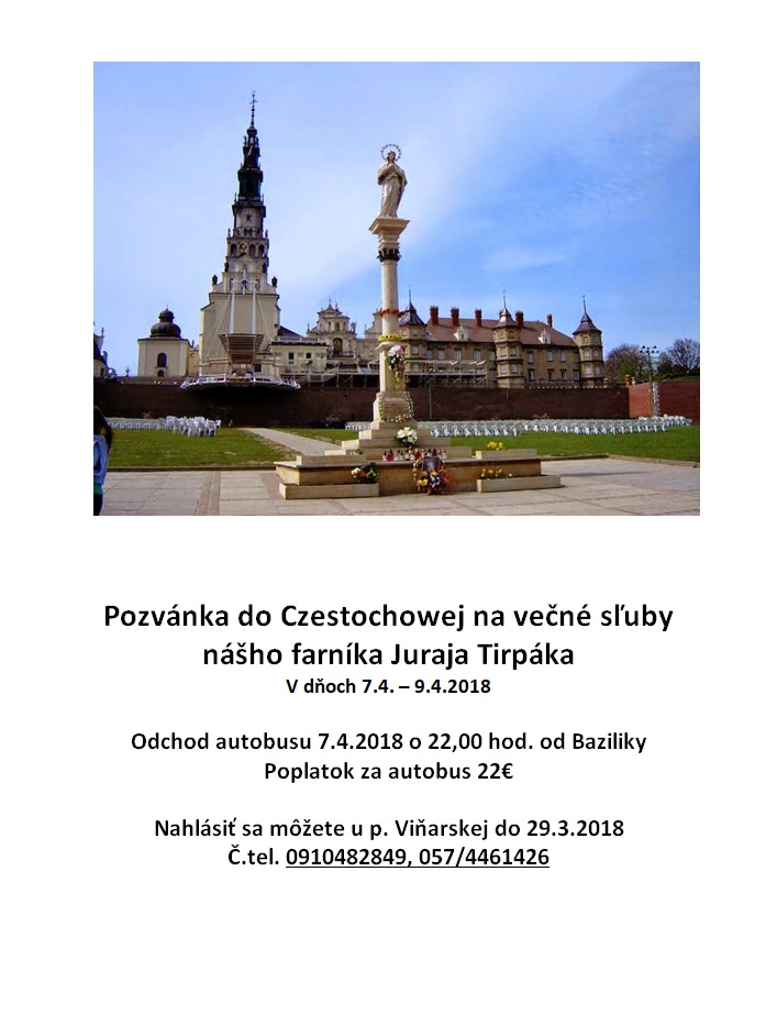 Pozvánka do Czestochowej